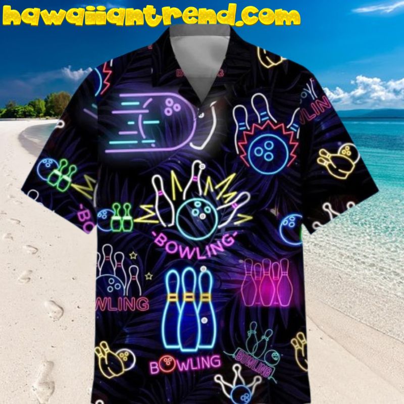 Simple Patter Bowling Neon 3D Printed Hawaiian Shirt