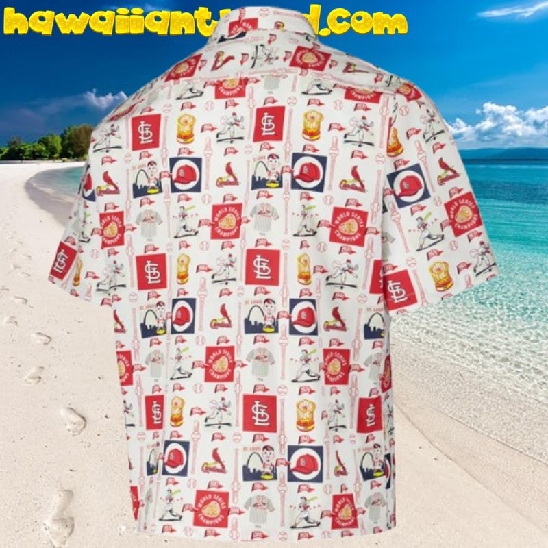 St. Louis Cardinals Feature Champions Scenic Button-Up Hawaiian Shirt