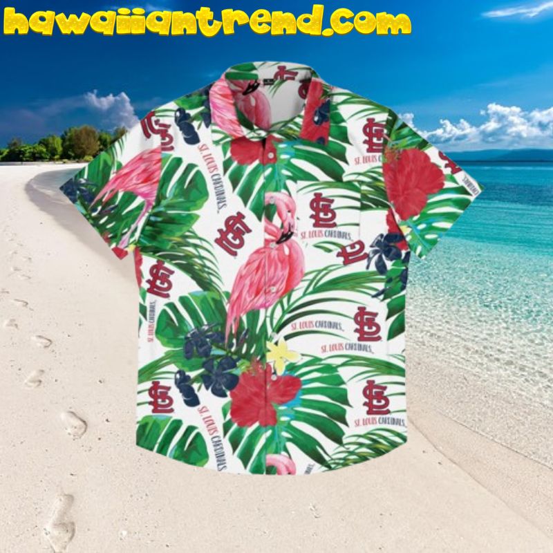 St Louis Cardinals Flamingo Tropical Leaves Hawaiian Shirt