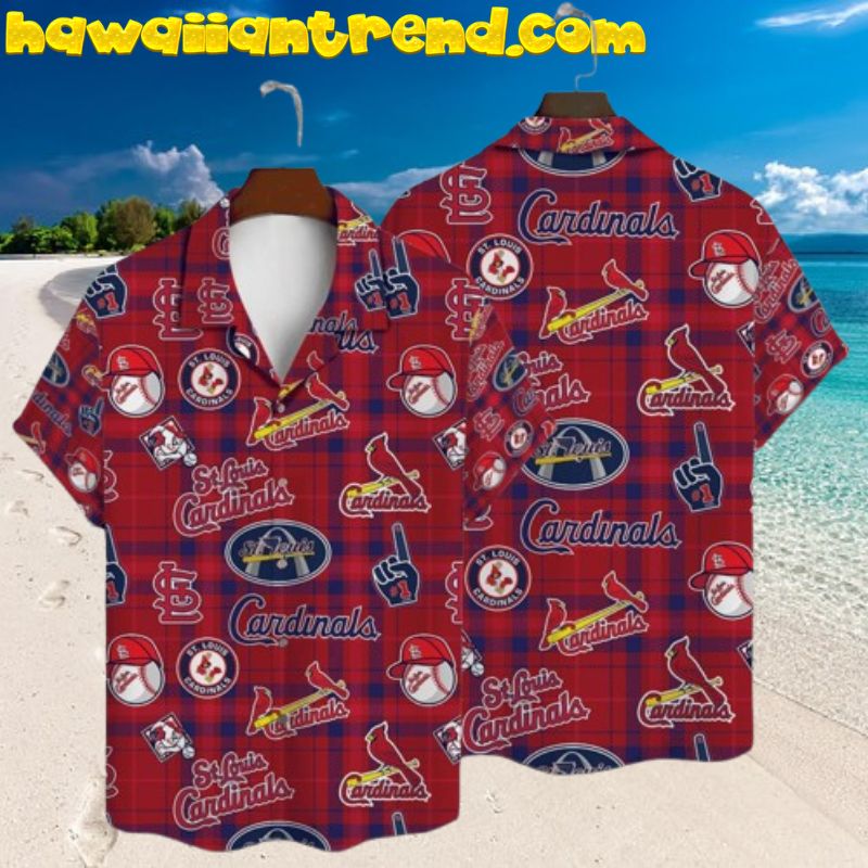 St. Louis Cardinals Plaid Pride Logo Red Theme Hawaiian Shirt