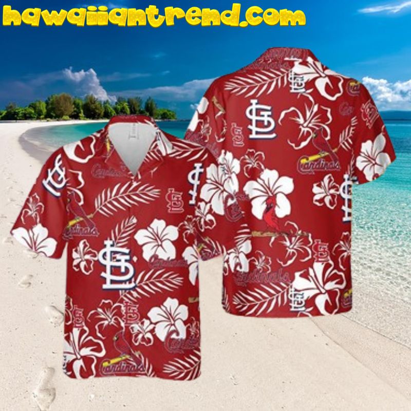 St. Louis Cardinals Tropical Hibicus Red Theme Aloha Hawaiian Shirt