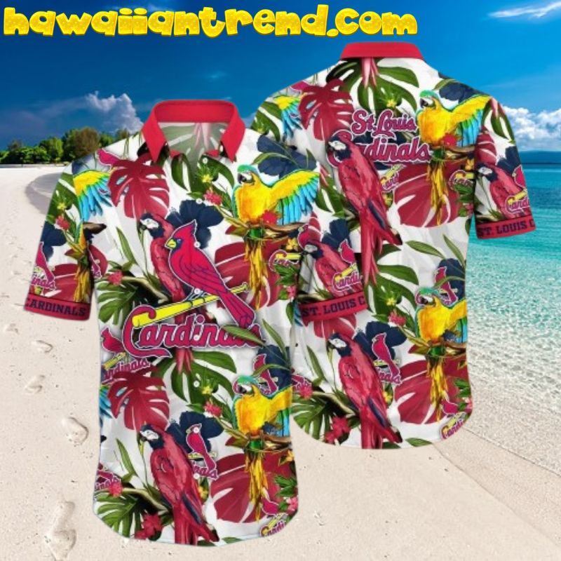 St Louis Cardinals Tropical Monstera Parrot Hawaiian Shirt