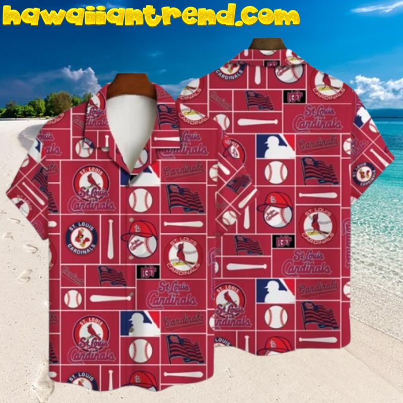 St. Louis Cardinals Vintage Style Square Block Iconic Hawaiian Shirt