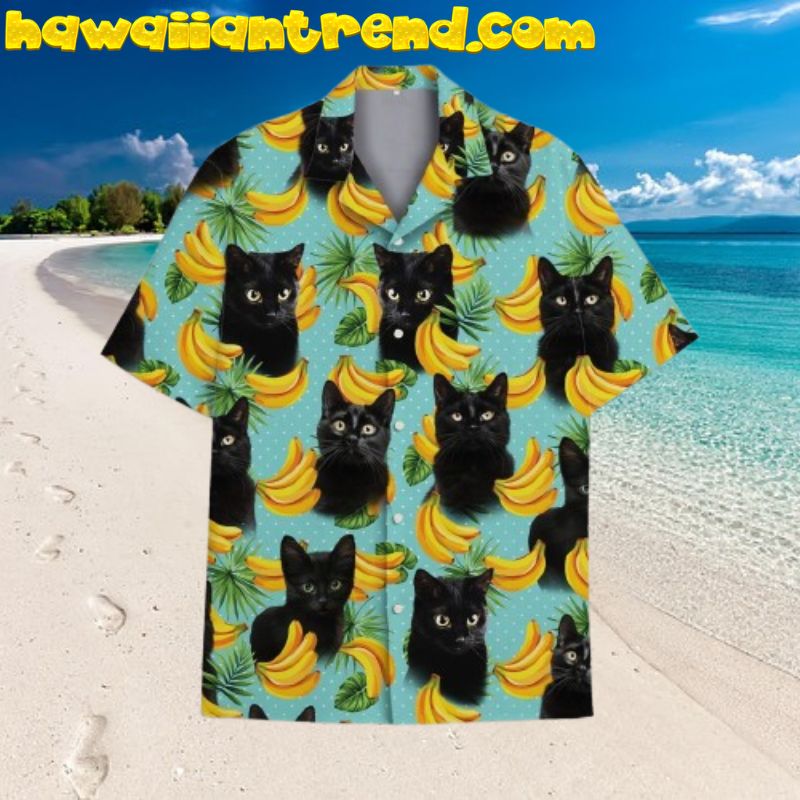 Tropical Cat Banana Hawaiian Shirts For Men Women