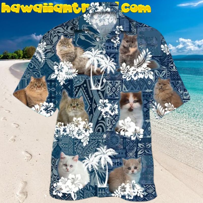 Vintage 80’s Pattern Design Cat Hawaiian Shirt