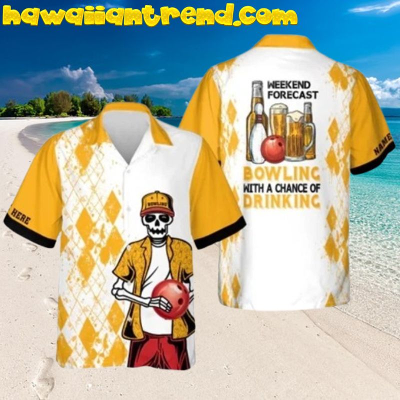 Weekend Forecast Bowling And Beer Hawaiian Shirt