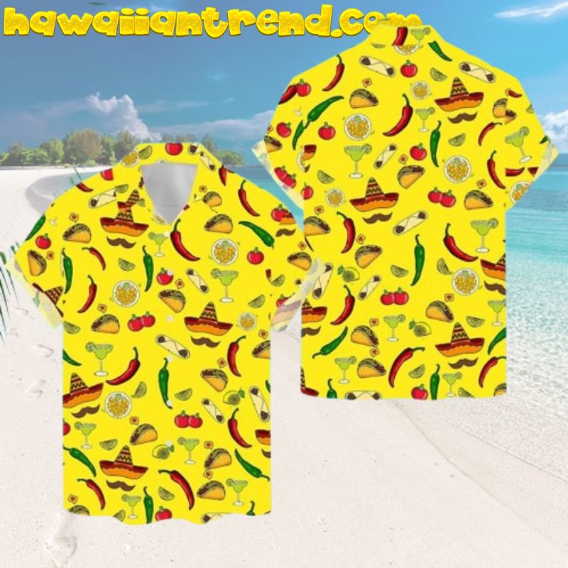 Cinco De Mayo Yellow Mexican Foods Taco Lover Hawaiian Shirt