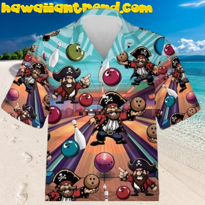 Funny Bowling Pirate Chibi Aloha Hawaiian Shirt