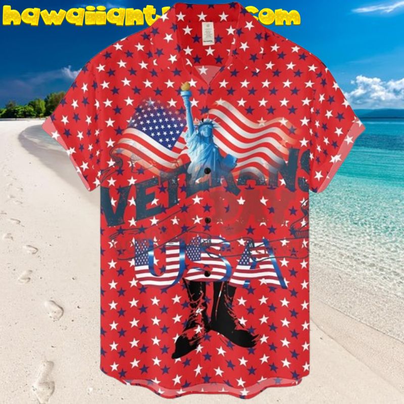 Memorial Day American Flag with Statue of Liberty Veterans Hawaiian Shirt