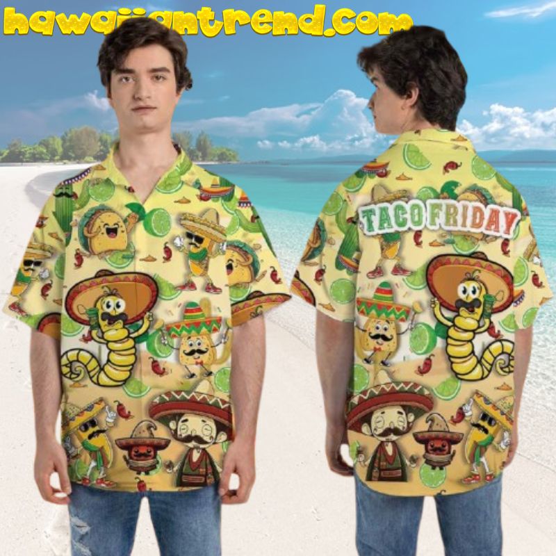 Mexican Taco Friday Cinco De Mayo Button Down Mens Hawaiian Shirt