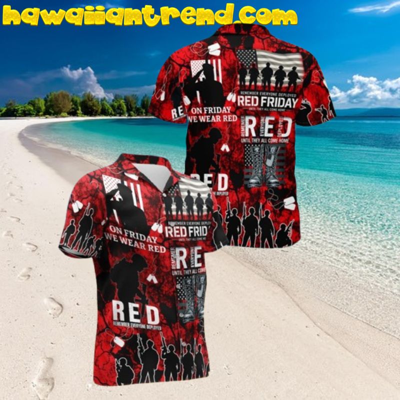 On Friday We Wear Red Military Support Veteran Hawaiian Shirt