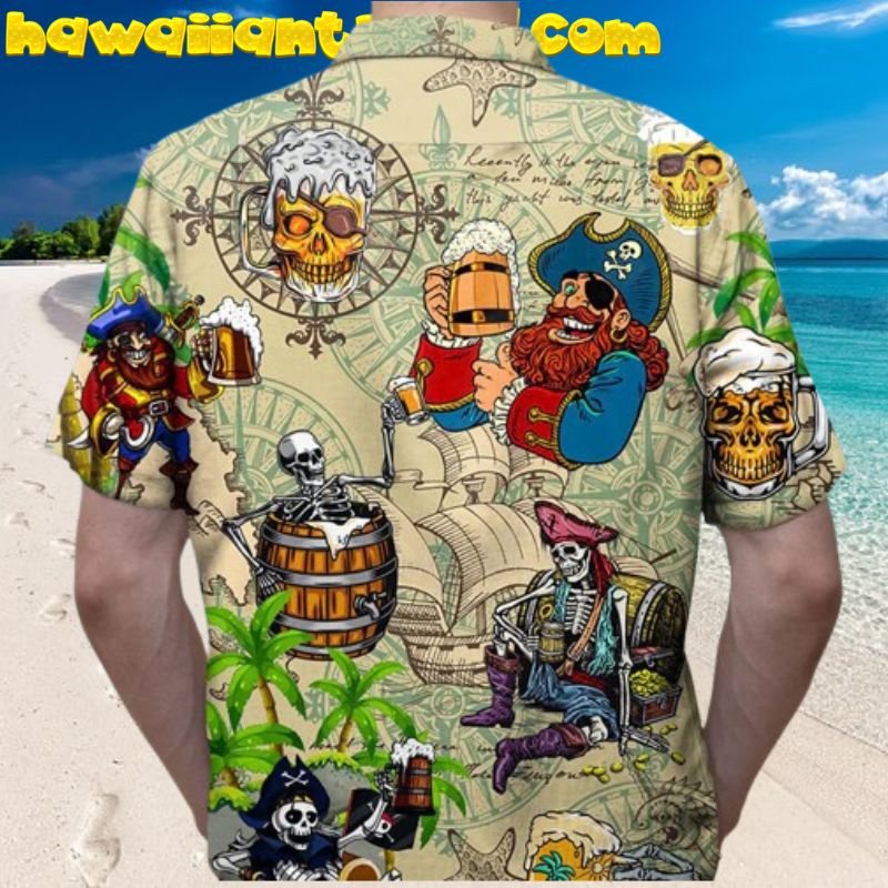 Pirate Drinking Beer Time To Party Hawaiian Shirt