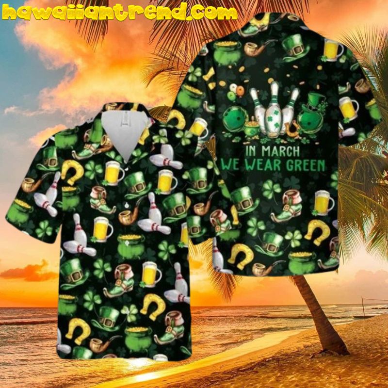Saint Patricks Day Bowling And Beer Men Hawaiian Shirt