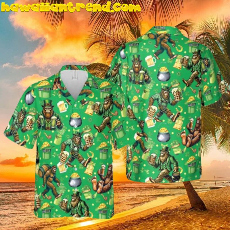St Patrick’s Day Bigfoot Beer Celebrated Hawaiian Shirt