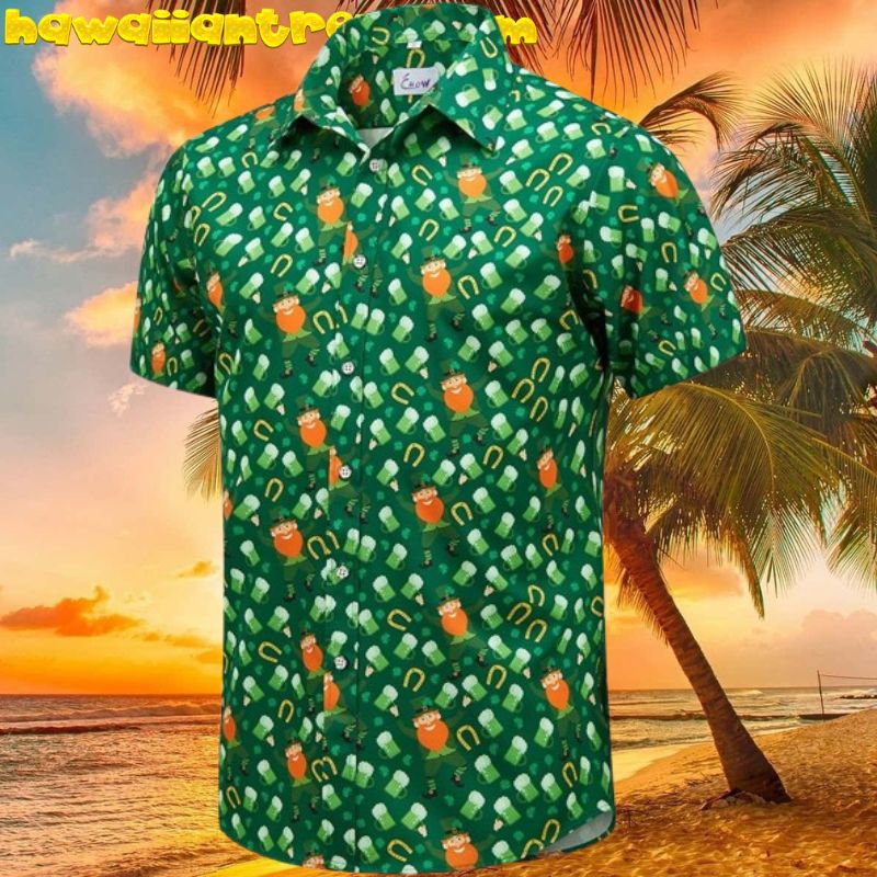 St. Patrick’s Day Irish And Beer Green Icon Hawaiian Shirt