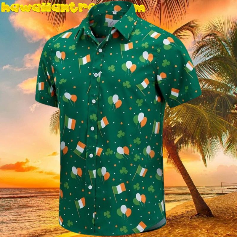 St. Patrick’s Day Shamrock, Ballon Irish Flag Hawaiian Shirt