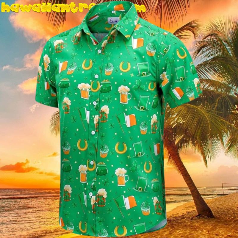 St. Patrick’s Day Horror Skull Skelington Hawaiian Shirt