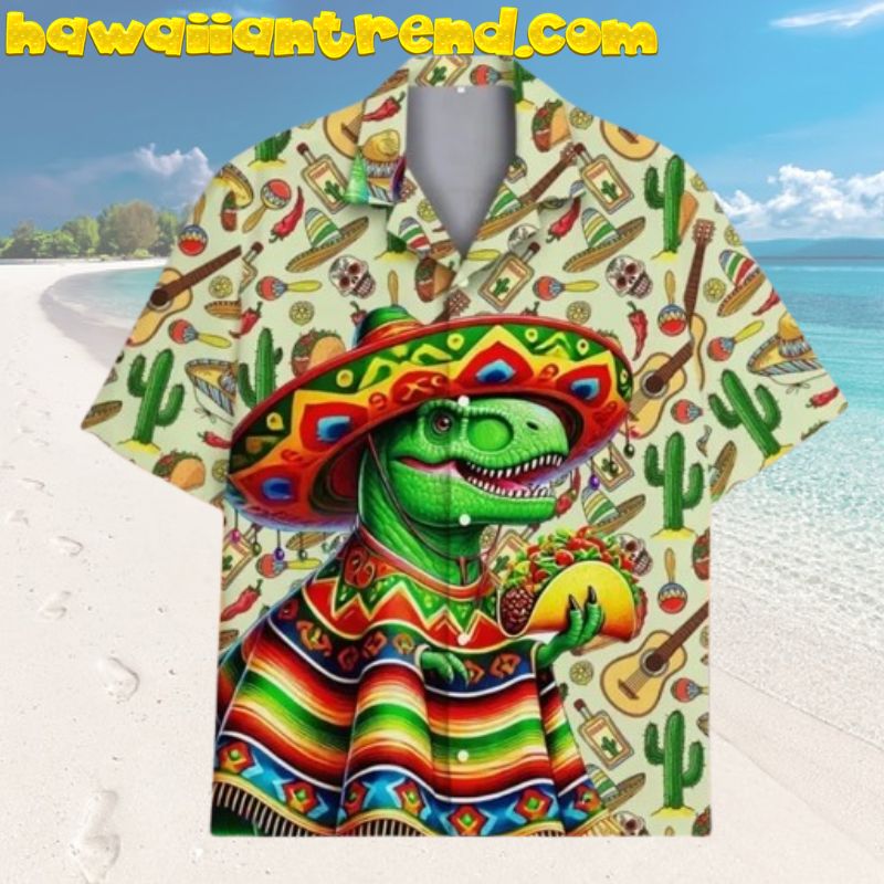 T-rex Dinosaur Taco Mexican Colorful Hawaiian Shirt For Men Women