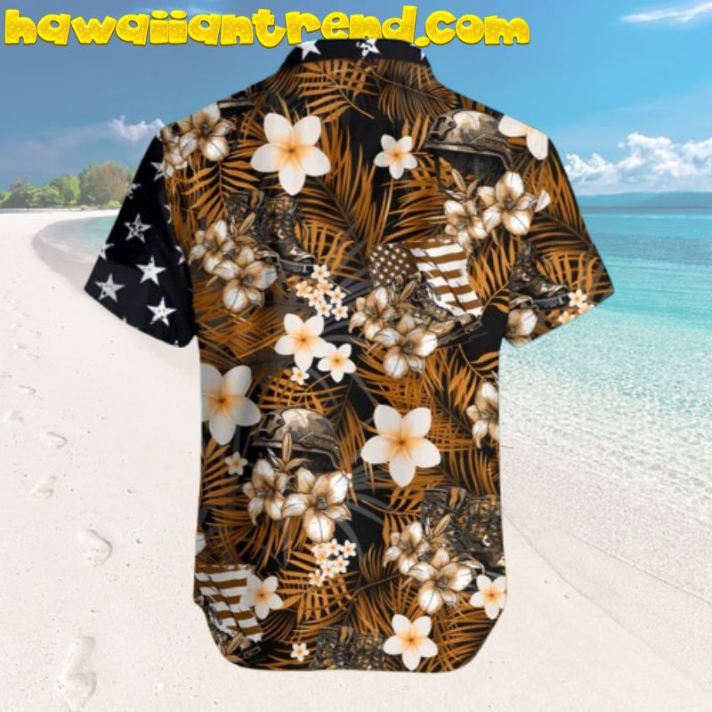 Tactical Military US Army Tropical Pattern White Flower Hawaiian Shirt