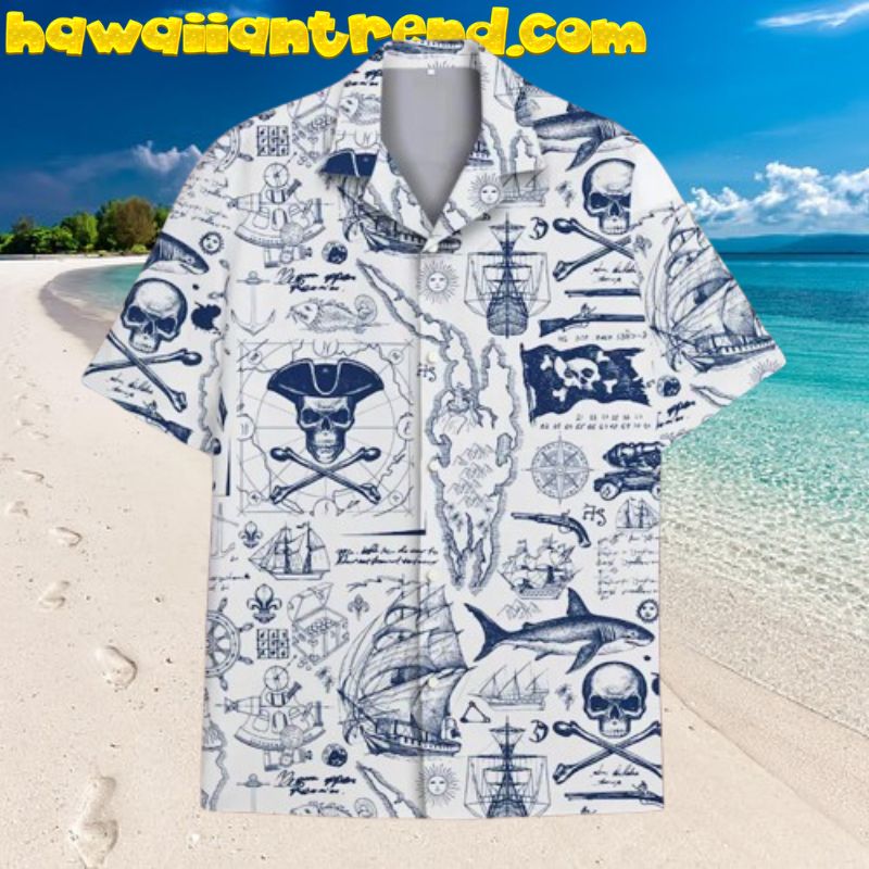 Treasure Map Pirate Hunter Direction Hawaiian Shirt