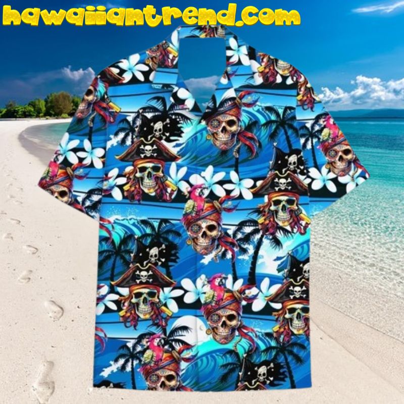 Tropical Beach Pirate Skull Head Hawaiian Shirt For Men
