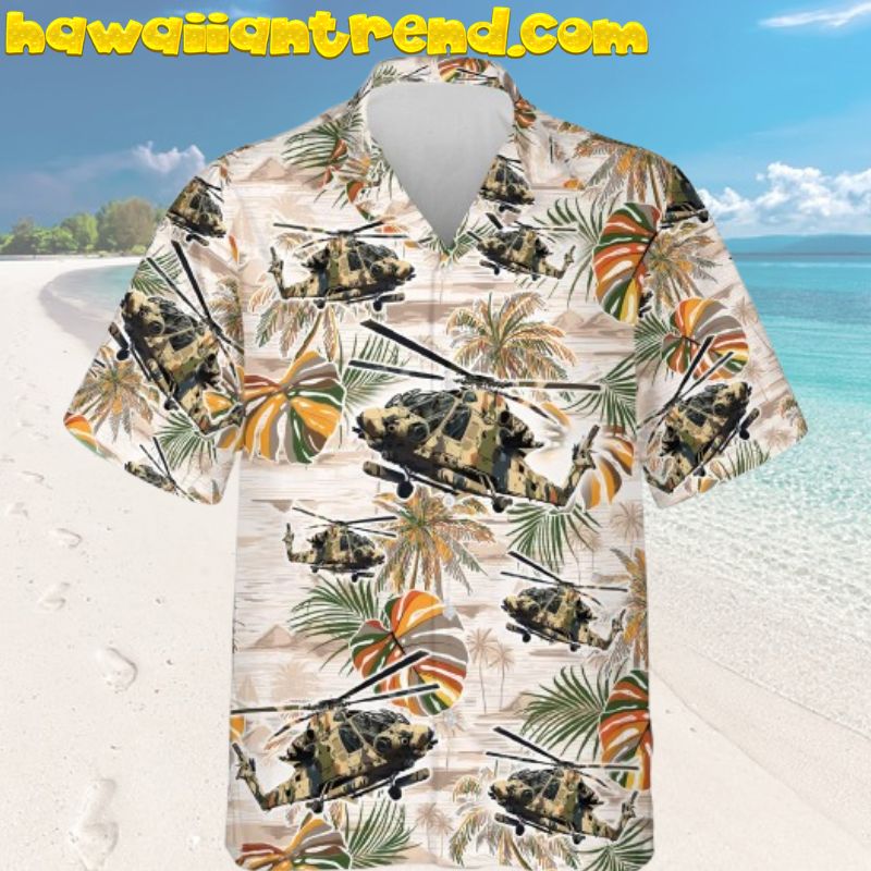 US Army Helicopter Military Tropical Monstera Aloha Hawaiian Shirt