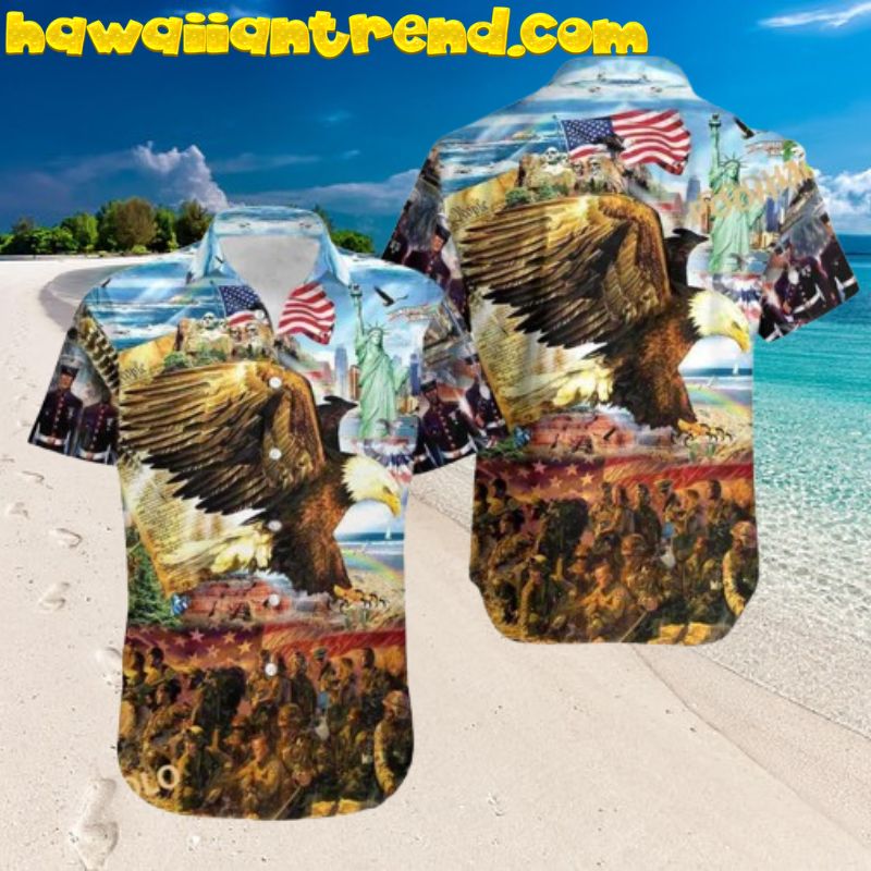 Veteran Call To Colors Freedom With Eagle Hawaiian Shirt