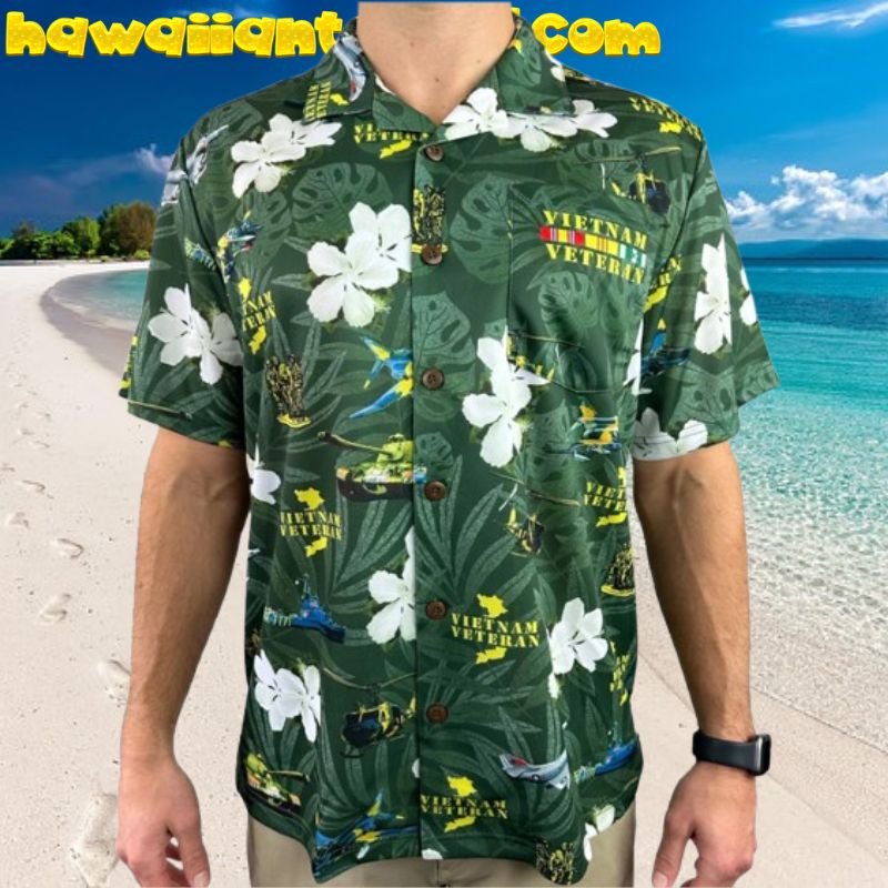 Vietnam Veteran Tropical Leaves Monstera Aloha Hawaiian Shirt