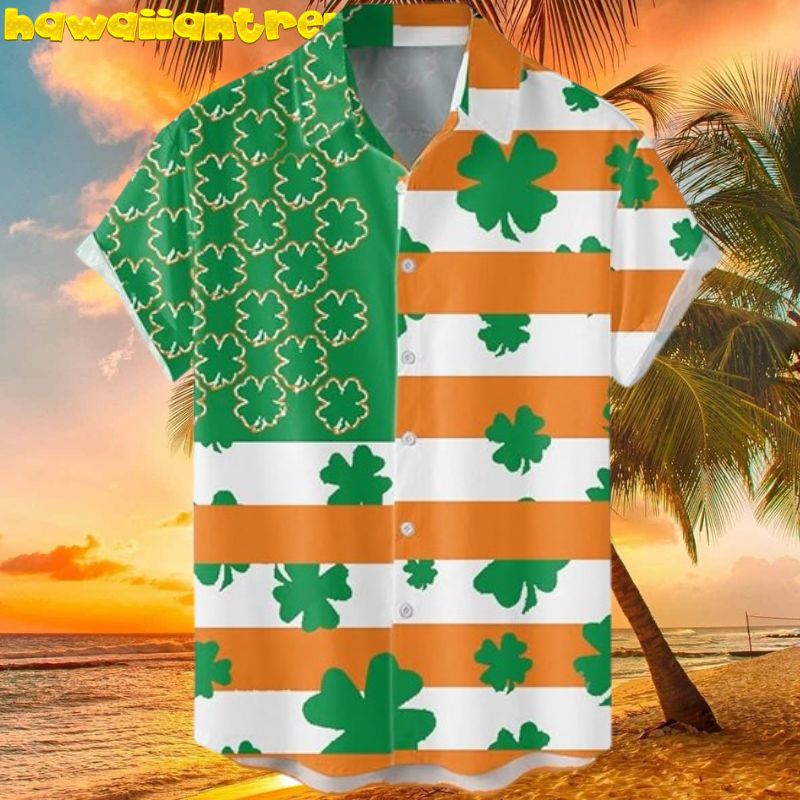 Vintage St Patrick Day Flag Pattern Hawaiian Shirt