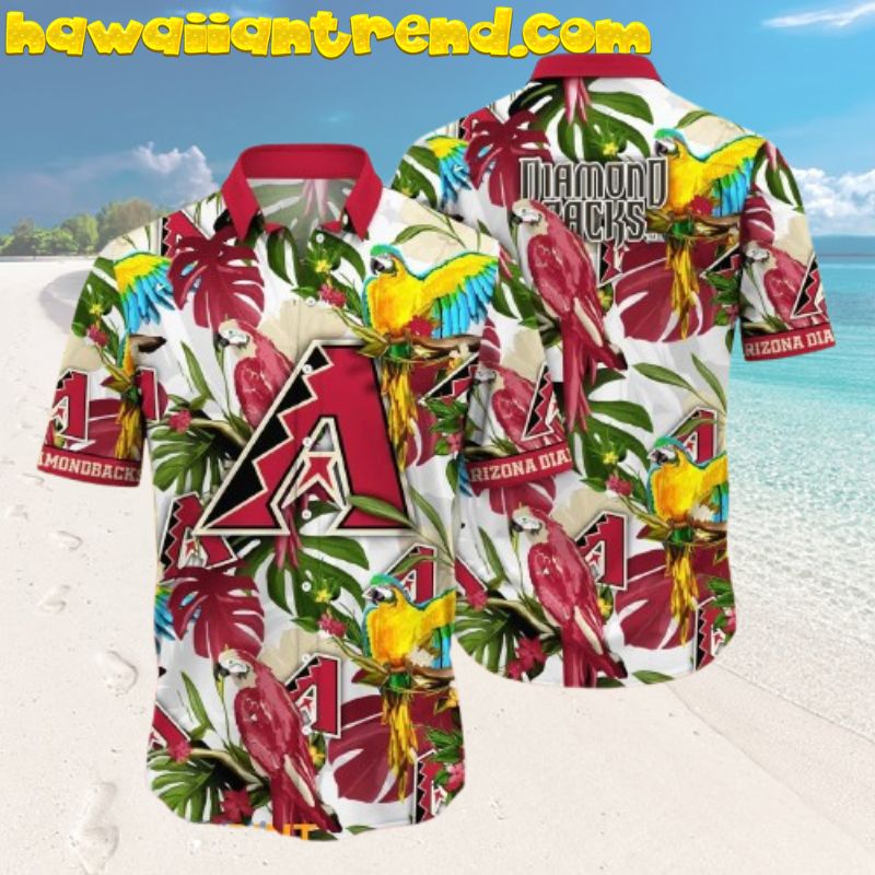 Arizona Diamondbacks MLB Tropical Monstera Parrot Hawaiian Shirt