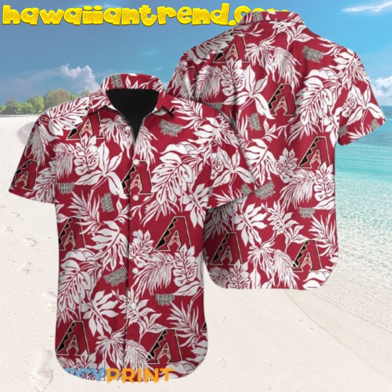Arizona Diamondbacks MLB Tropical White Leaves Hawaiian Shirt For Men