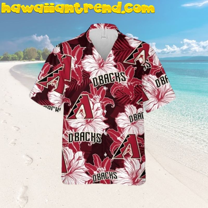 Arizona Diamondbacks Red Hibiscus Flowers Pattern MLB Hawaiian Shirt