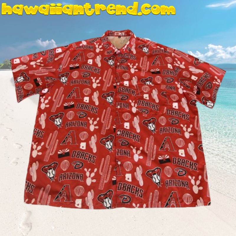 Arizona Diamondbacks Red Snake Head Cactus Hawaiian Shirt