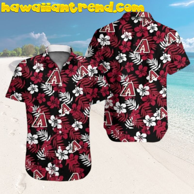 Arizona Diamondbacks Tropical Leaves Hibiscus Hawaiian Shirt