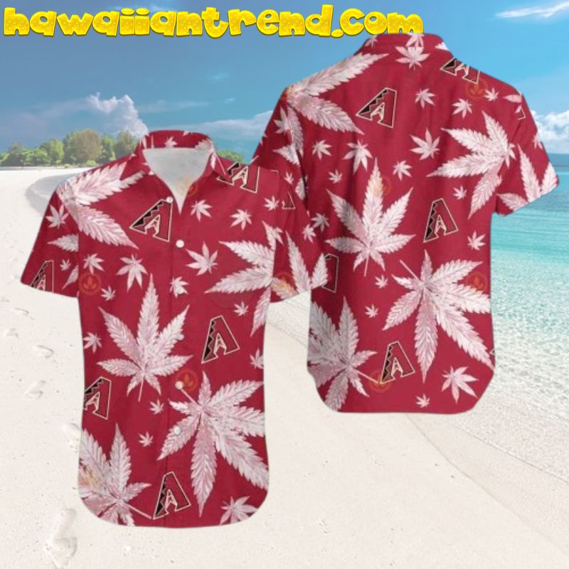 Arizona Diamondbacks Weed Leaves Pattern Hawaiian Shirt