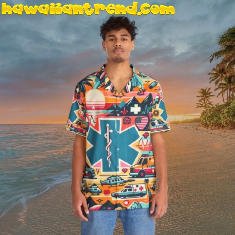 Colorful Air Medical Paramedic Flight Nurse Hawaiian Shirt