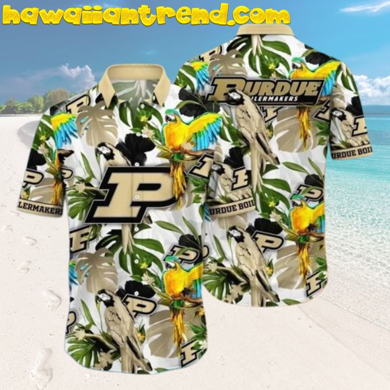 NCAA Purdue Boilermakers Tropical Monstera Parrot Hawaiian Shirt
