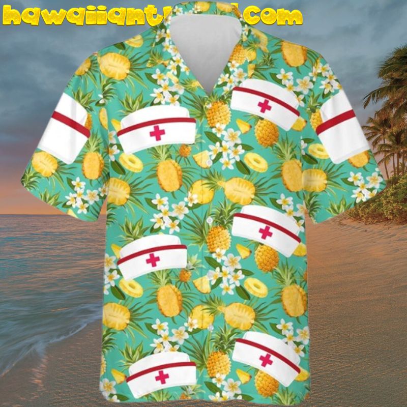 Nurse Hat Tropical Pineapple Fresh Summer Hawaiian Shirts for Men, Women