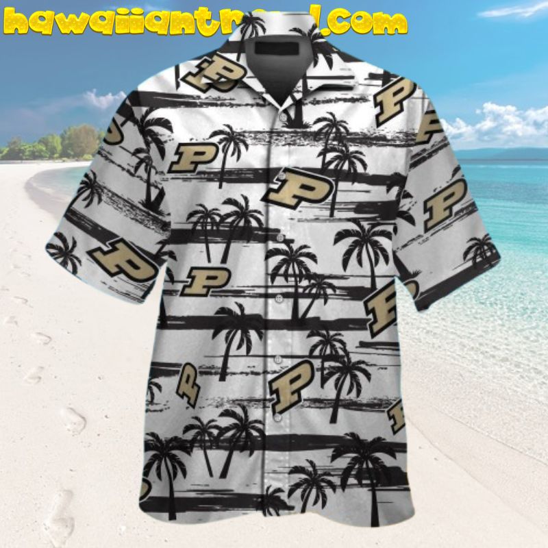 Purdue Boilermakers Black Palm Tree Vintage 90’s Hawaiian Shirt