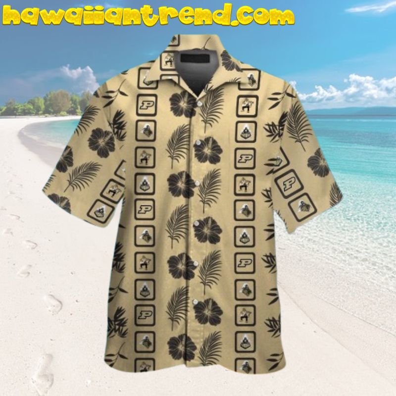 Purdue Boilermakers Square Iconic Simple Pattern Tropical Hawaiian Shirt