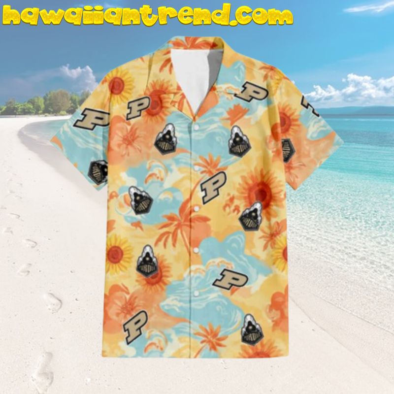 Purdue Boilermakers Tropical Beach Sunflower Aloha Hawaiian Shirt