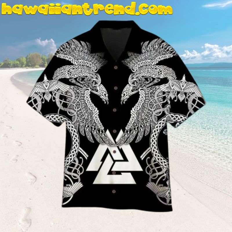 Valknut Huginn & Muninn Viking Hawaiian Shirt
