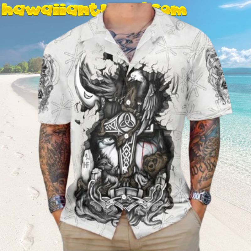 Viking Odin The Hidden Face Tattoo Hawaiian Shirt