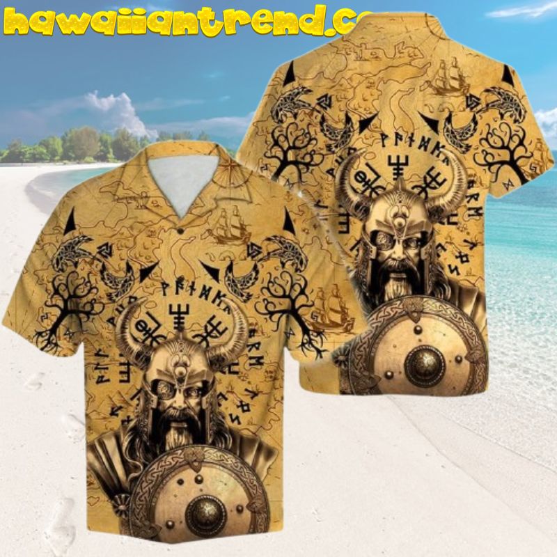Vintage Viking Pattern The God Of War Hawaiian Shirt