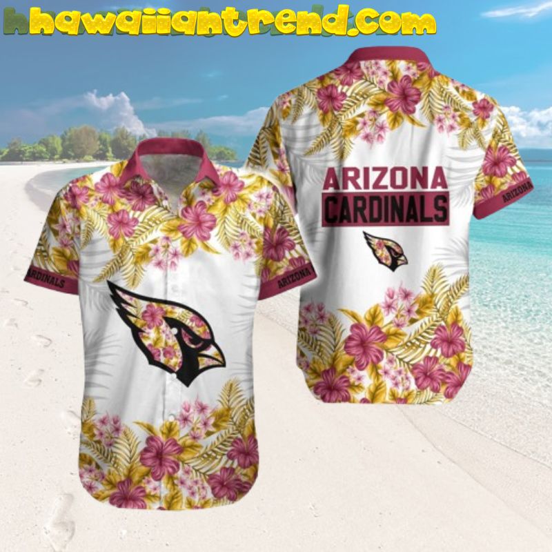 Arizona Cardinals Tropical Floral Design Logo Hawaiian Shirt For Fan