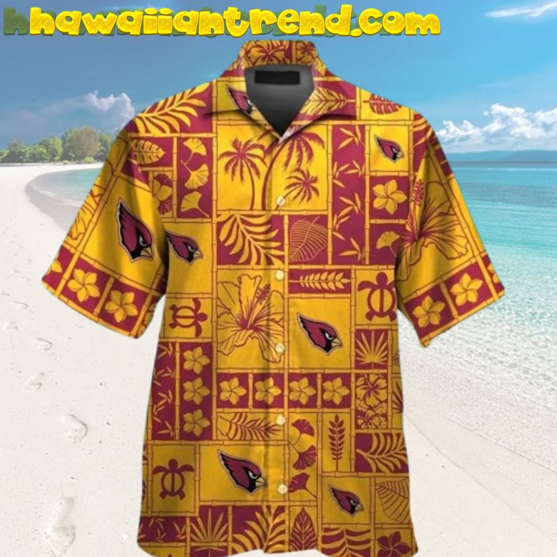 Arizona Cardinals Vintage 90’s Square Pattern Tropical Floral Short Sleeve Hawaiian Shirt