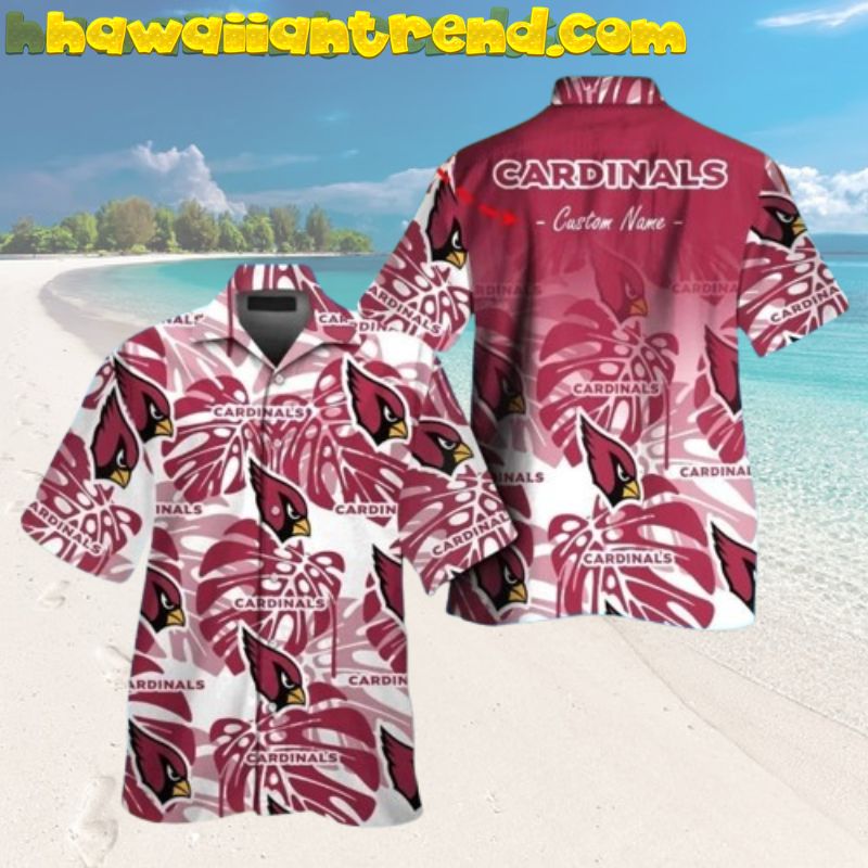 Custom Name Arizona Cardinals Monstera Unique Design Short Sleeve Hawaiian Shirt
