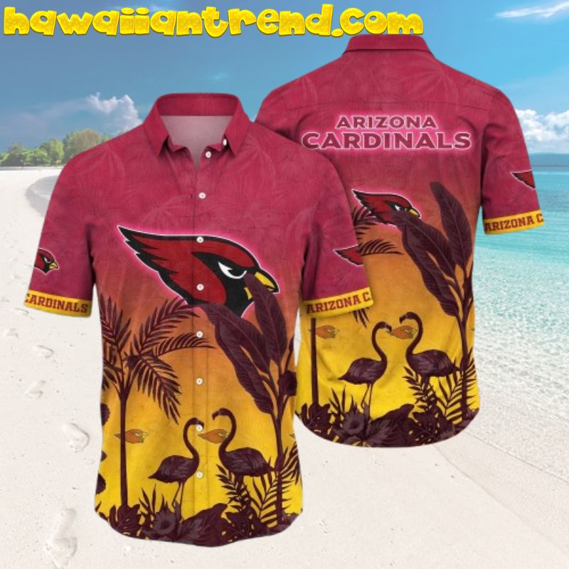 NFL Arizona Cardinals Flamingo And Banana Tree Sunset Hawaiian Shirt
