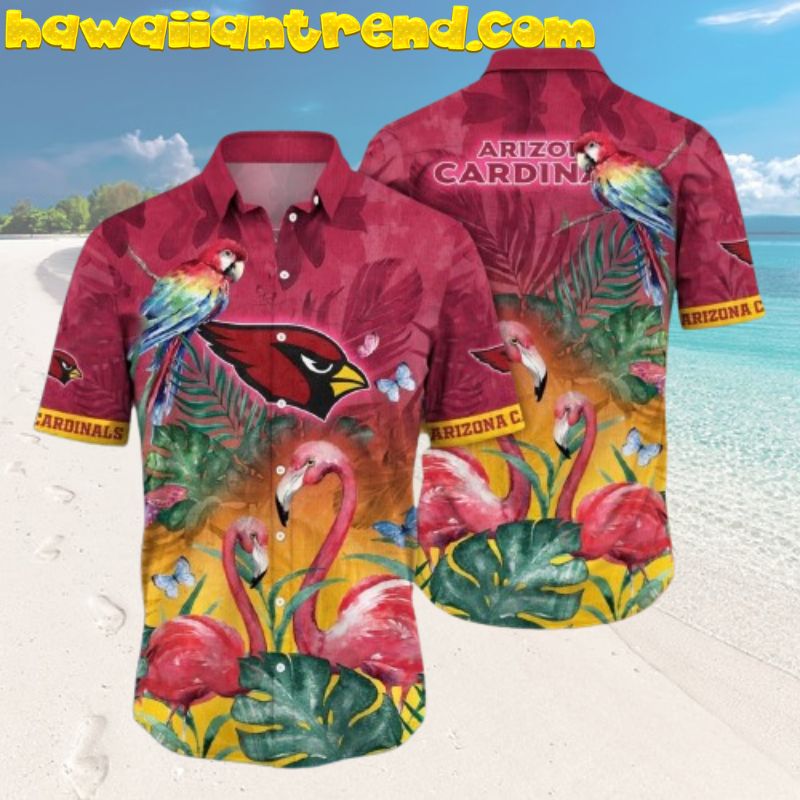 NFL Arizona Cardinals Flamingo And Parrot Tropical Hawaiian Shirt