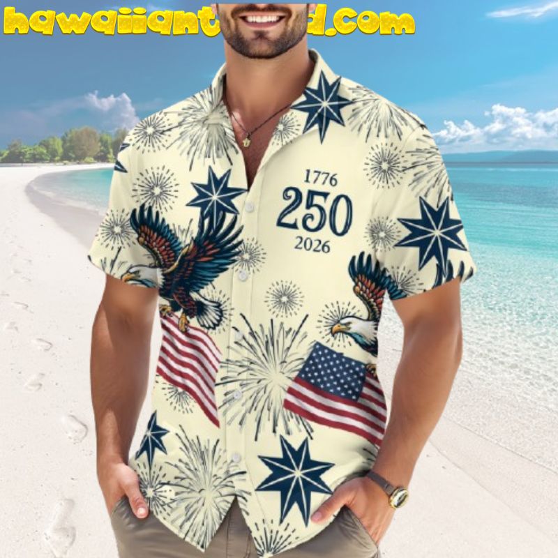 America 250 Years Of Freedom 1776-2026 Patriotic Vintage Hawaiian Shirt
